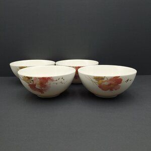 Oneida Amore Soup Cereal Bowls Oneida White Porcelain Pink Floral Bowls